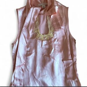Silk Banana Republic Blush Pink Neck tie lace blouse